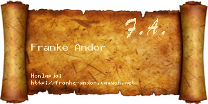 Franke Andor névjegykártya
